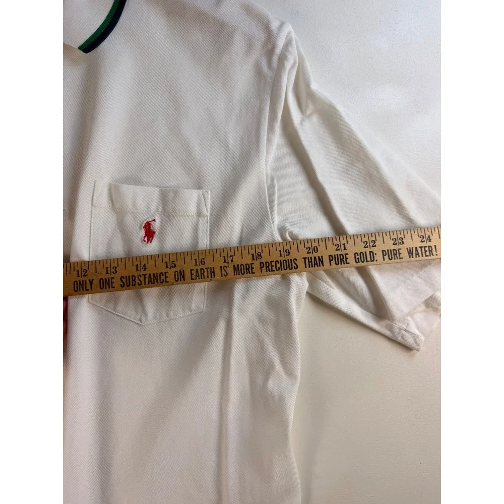 Polo Ralph Lauren Polo Shirt Mens M White Excellent Golf Fit Pima Cotton Pocket